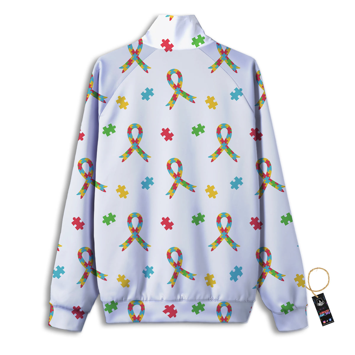 Ribbon Autism Awareness Print Pattern Track Jacket-grizzshop