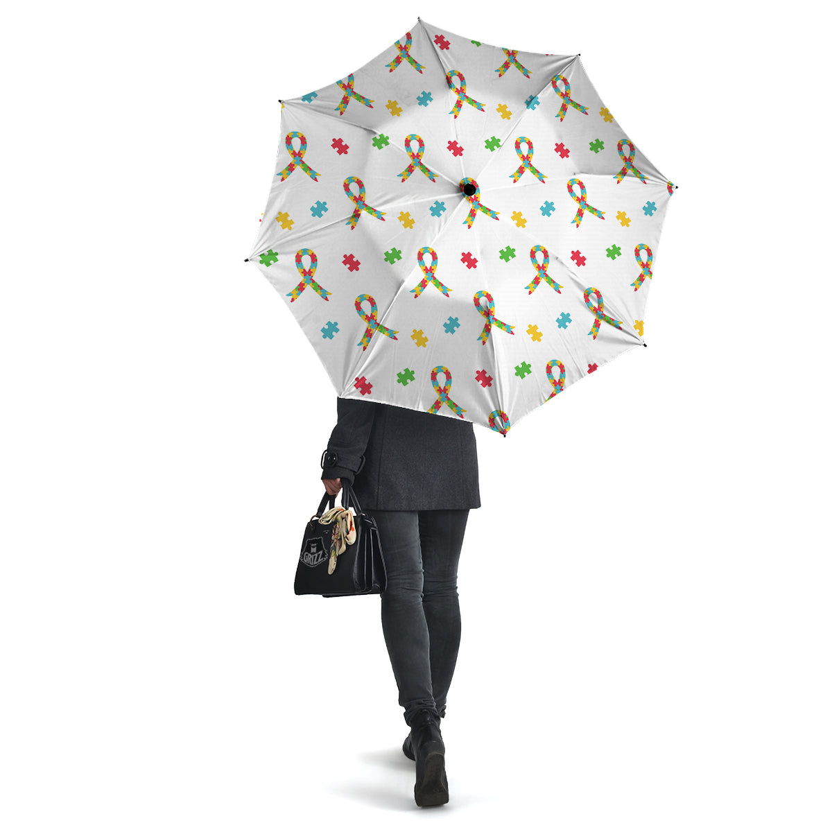 Ribbon Autism Awareness Print Pattern Umbrella-grizzshop