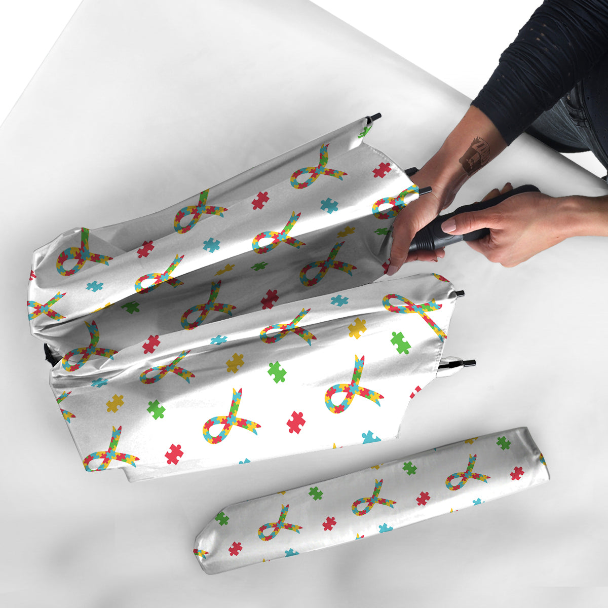 Ribbon Autism Awareness Print Pattern Umbrella-grizzshop