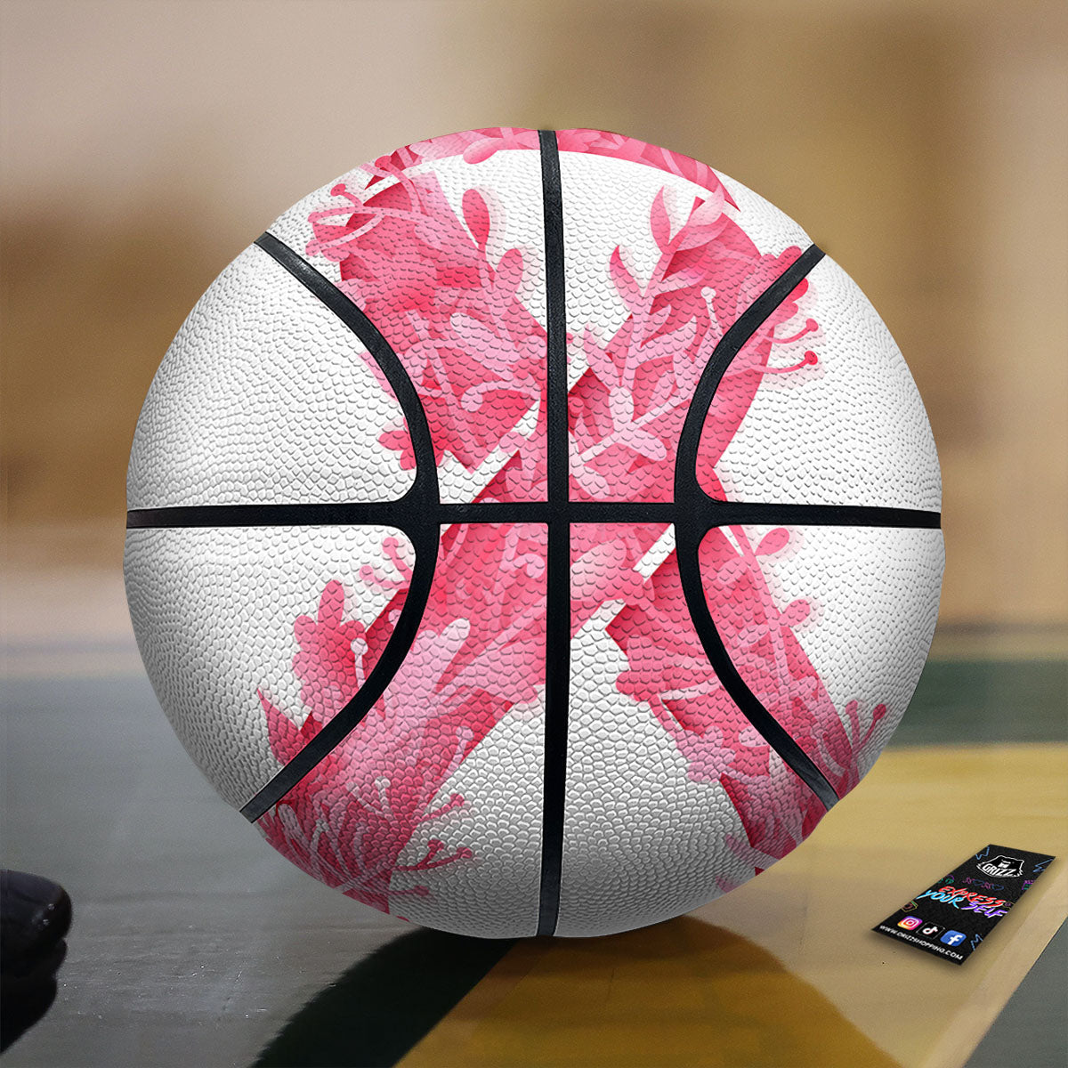 Ribbon Flower Pink Breast Cancer Print Basketball-grizzshop