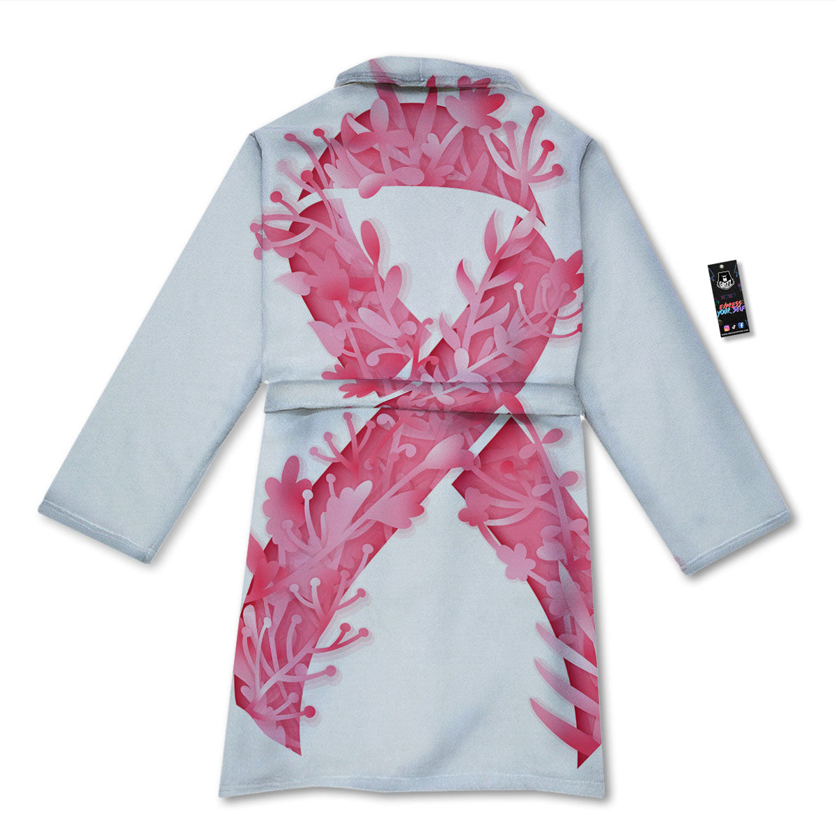 Ribbon Flower Pink Breast Cancer Print Bathrobe-grizzshop