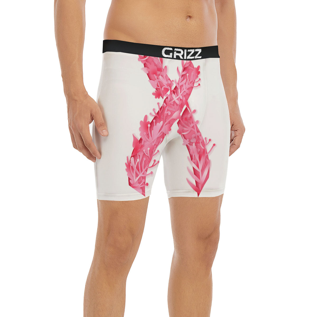 Ribbon Flower Pink Breast Cancer Print Boxer Briefs-grizzshop