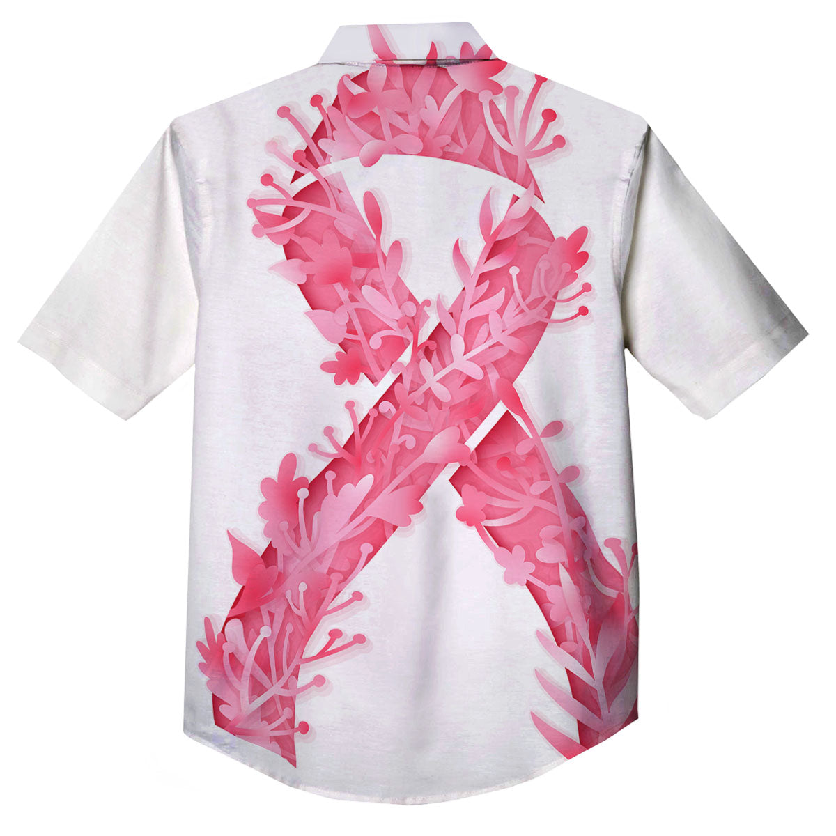 Ribbon Flower Pink Breast Cancer Print Button Up Shirt-grizzshop