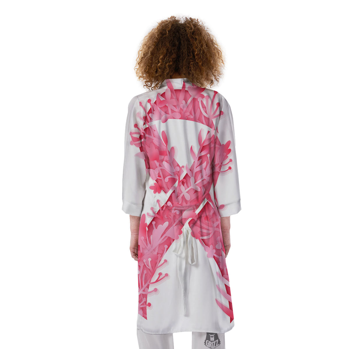 Ribbon Flower Pink Breast Cancer Print Kimono-grizzshop