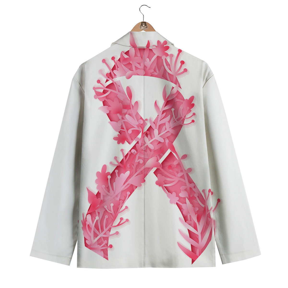 Ribbon Flower Pink Breast Cancer Print Men's Blazer-grizzshop