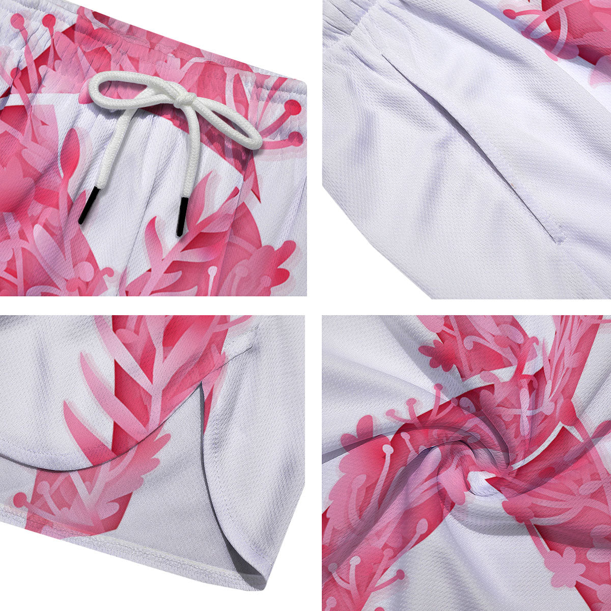 Ribbon Flower Pink Breast Cancer Print Men's Running Shorts-grizzshop