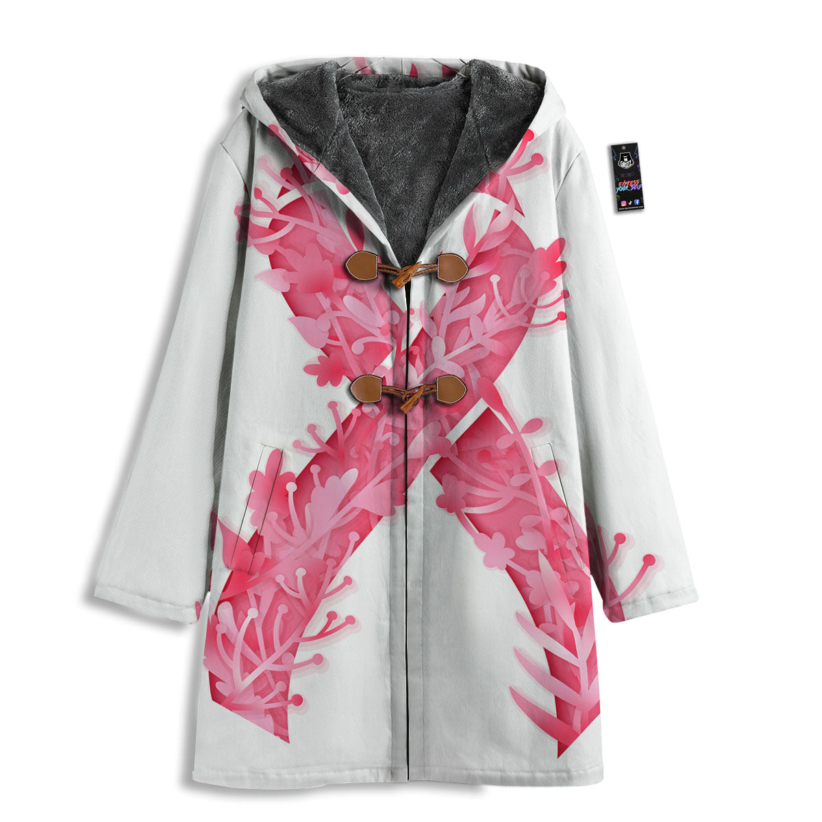 Ribbon Flower Pink Breast Cancer Print Men's Windbreaker Jacket-grizzshop