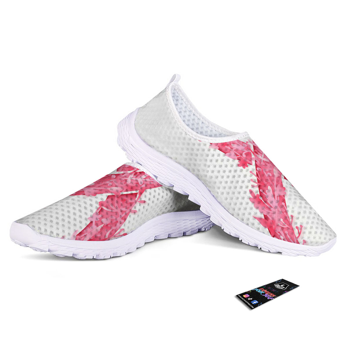 Ribbon Flower Pink Breast Cancer Print Nurse Shoes-grizzshop
