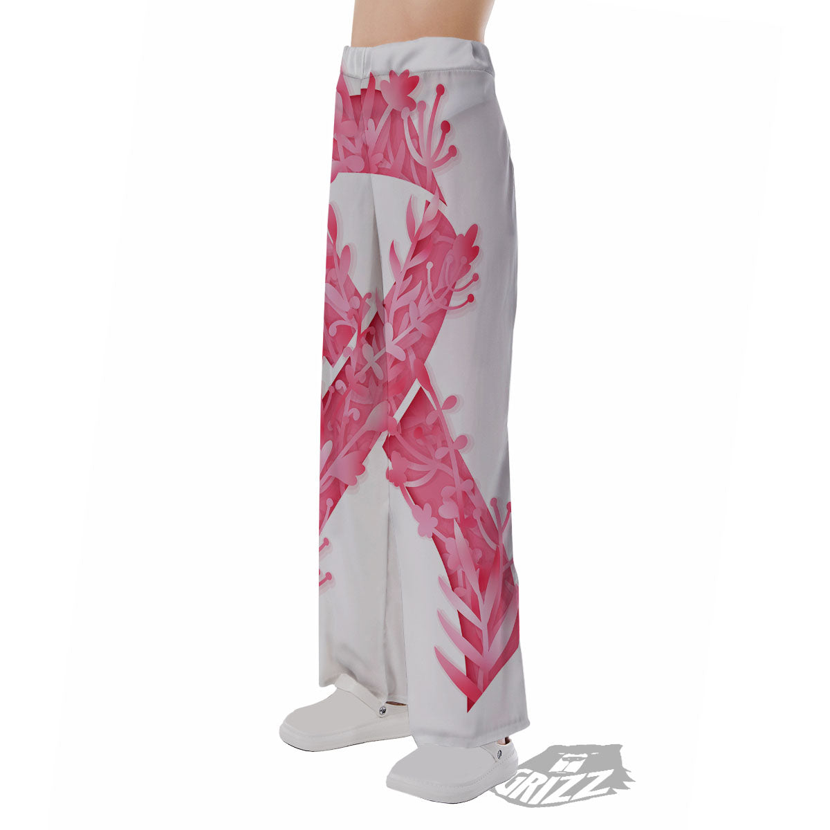 Ribbon Flower Pink Breast Cancer Print Pajama Pants-grizzshop