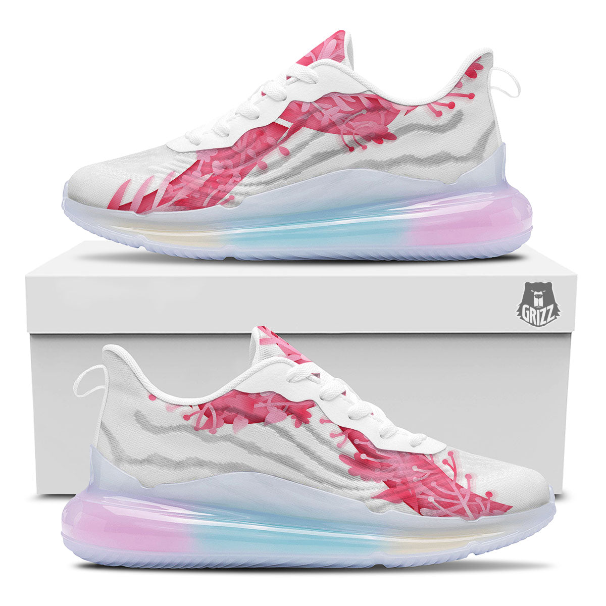Ribbon Flower Pink Breast Cancer Print Running Sneakers-grizzshop