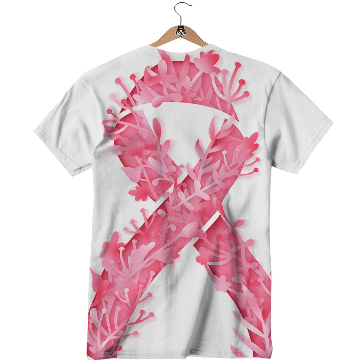 Ribbon Flower Pink Breast Cancer Print T-Shirt-grizzshop