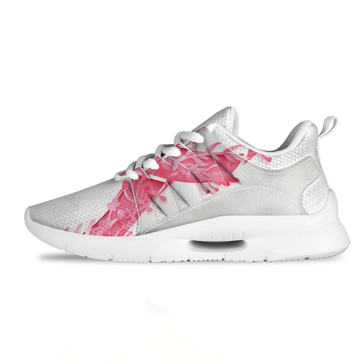 Ribbon Flower Pink Breast Cancer Print Tennis Shoes-grizzshop