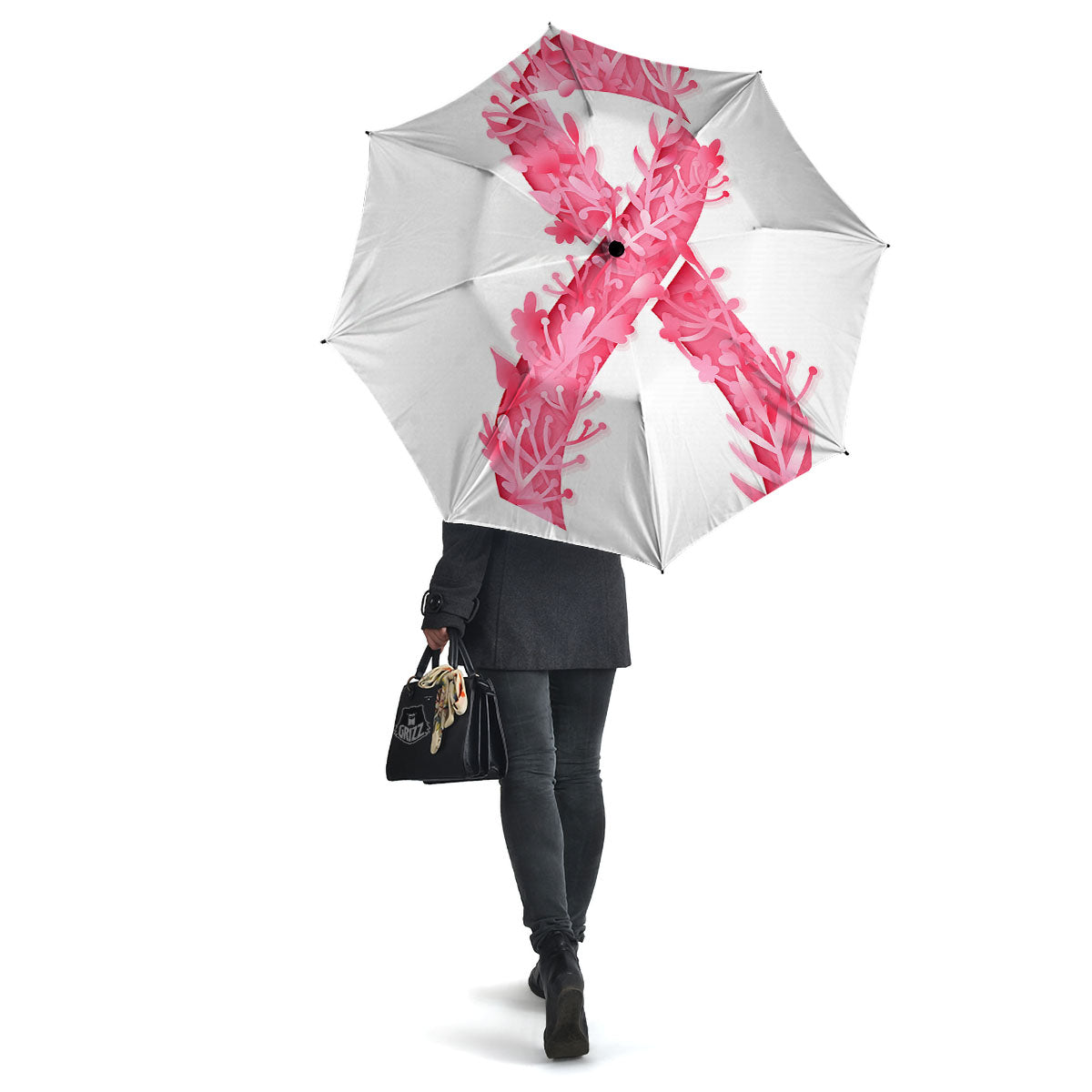 Ribbon Flower Pink Breast Cancer Print Umbrella-grizzshop