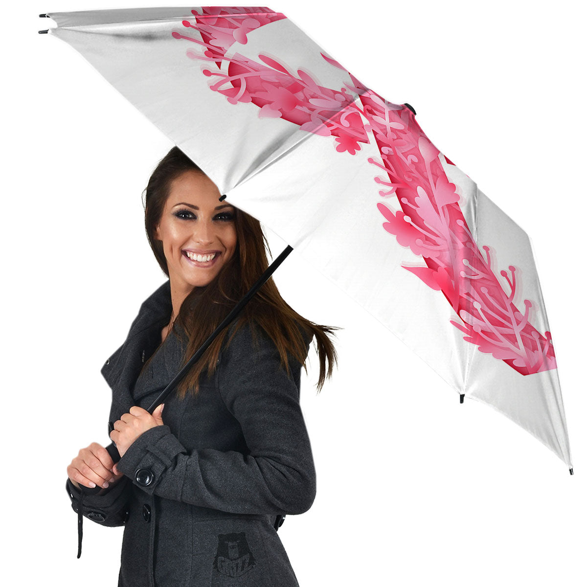 Ribbon Flower Pink Breast Cancer Print Umbrella-grizzshop