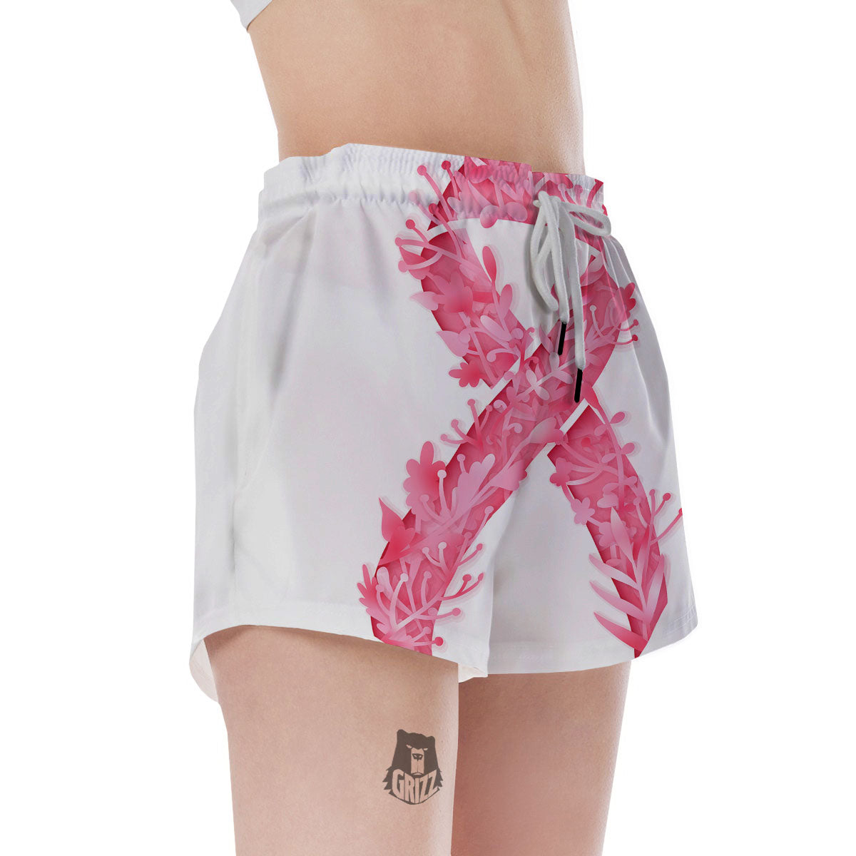 Ribbon Flower Pink Breast Cancer Print Women's Shorts-grizzshop