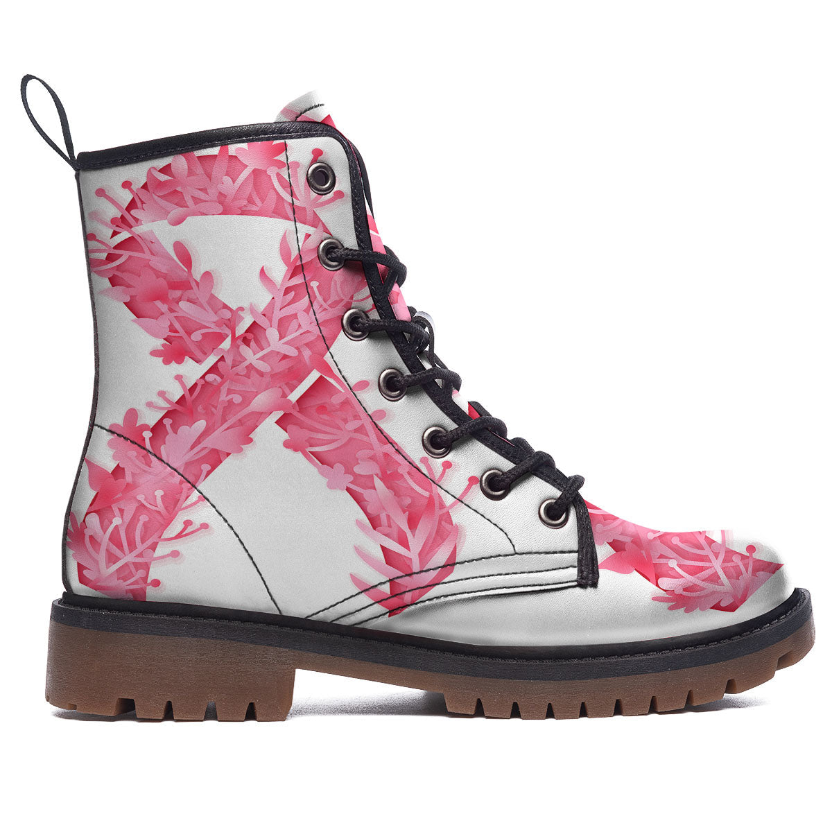 Ribbon Flower Pink Breast Cancer Print Work Boots-grizzshop