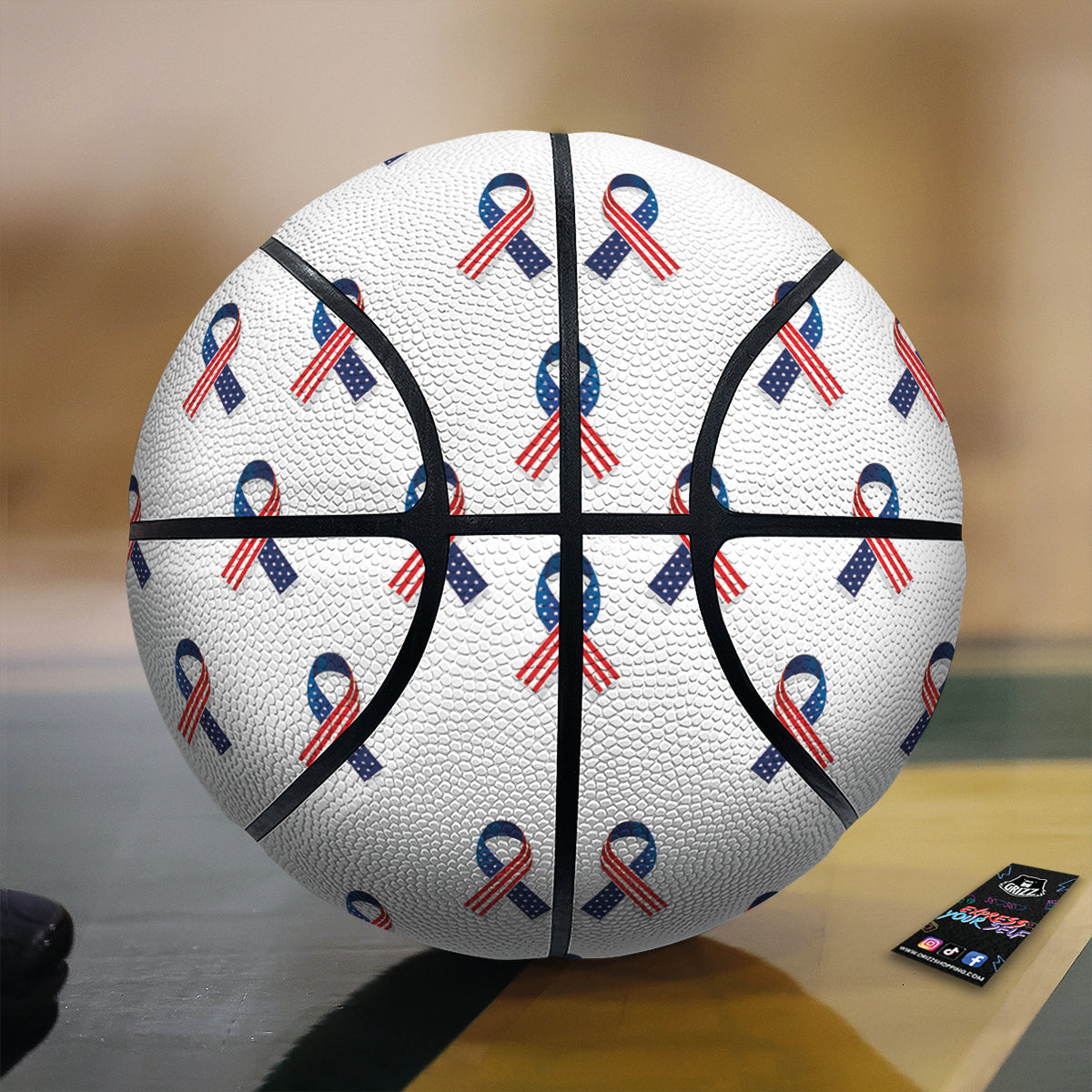 Ribbon American Flag Print Pattern Basketball