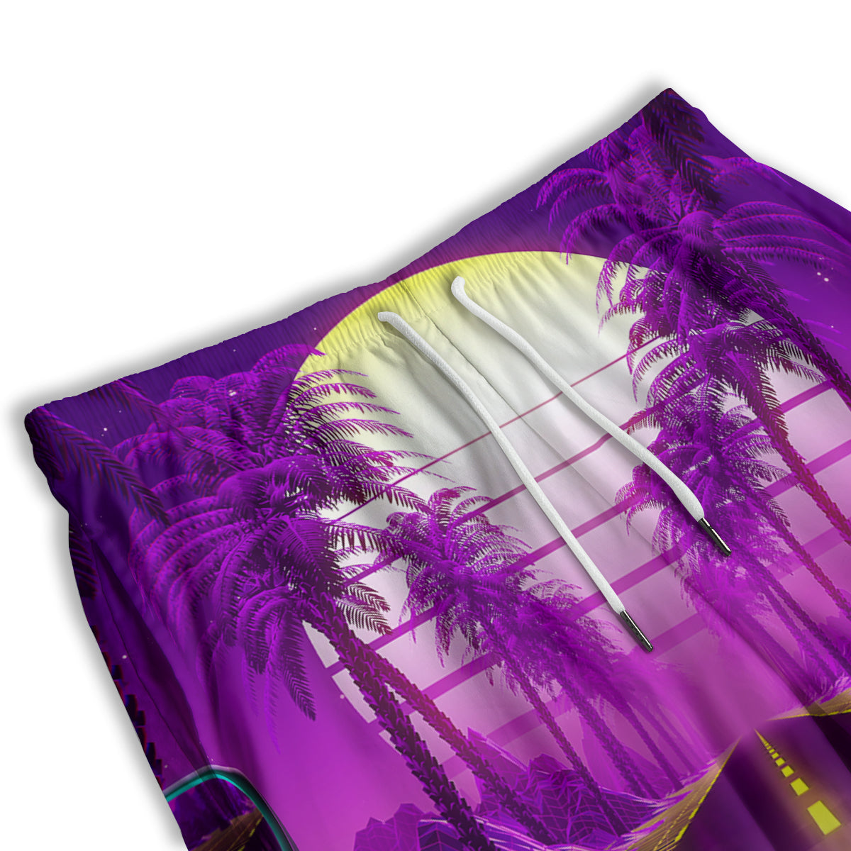 Riding Motorcycle Retro Purple Print Men's Athletic Shorts