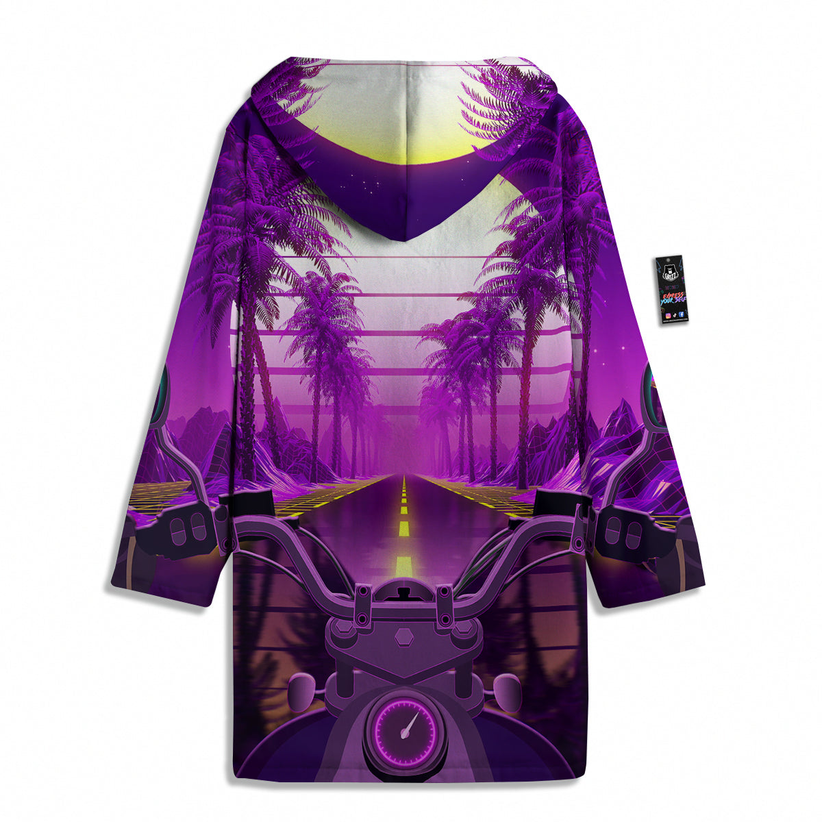Riding Motorcycle Retro Purple Print Men's Windbreaker Jacket-grizzshop