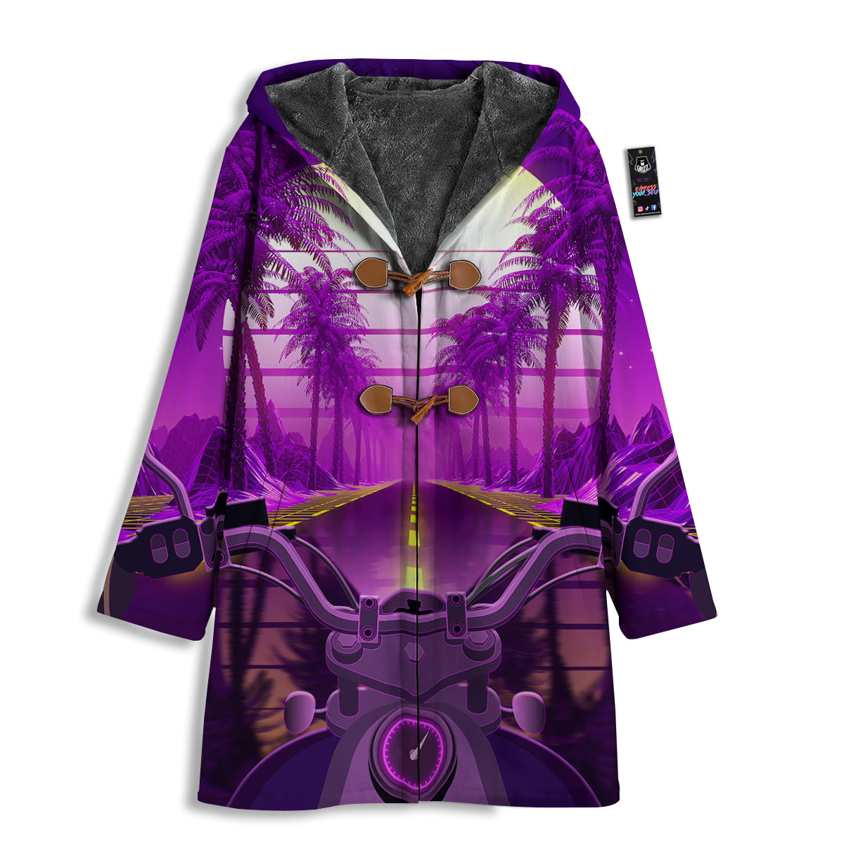 Riding Motorcycle Retro Purple Print Men's Windbreaker Jacket-grizzshop