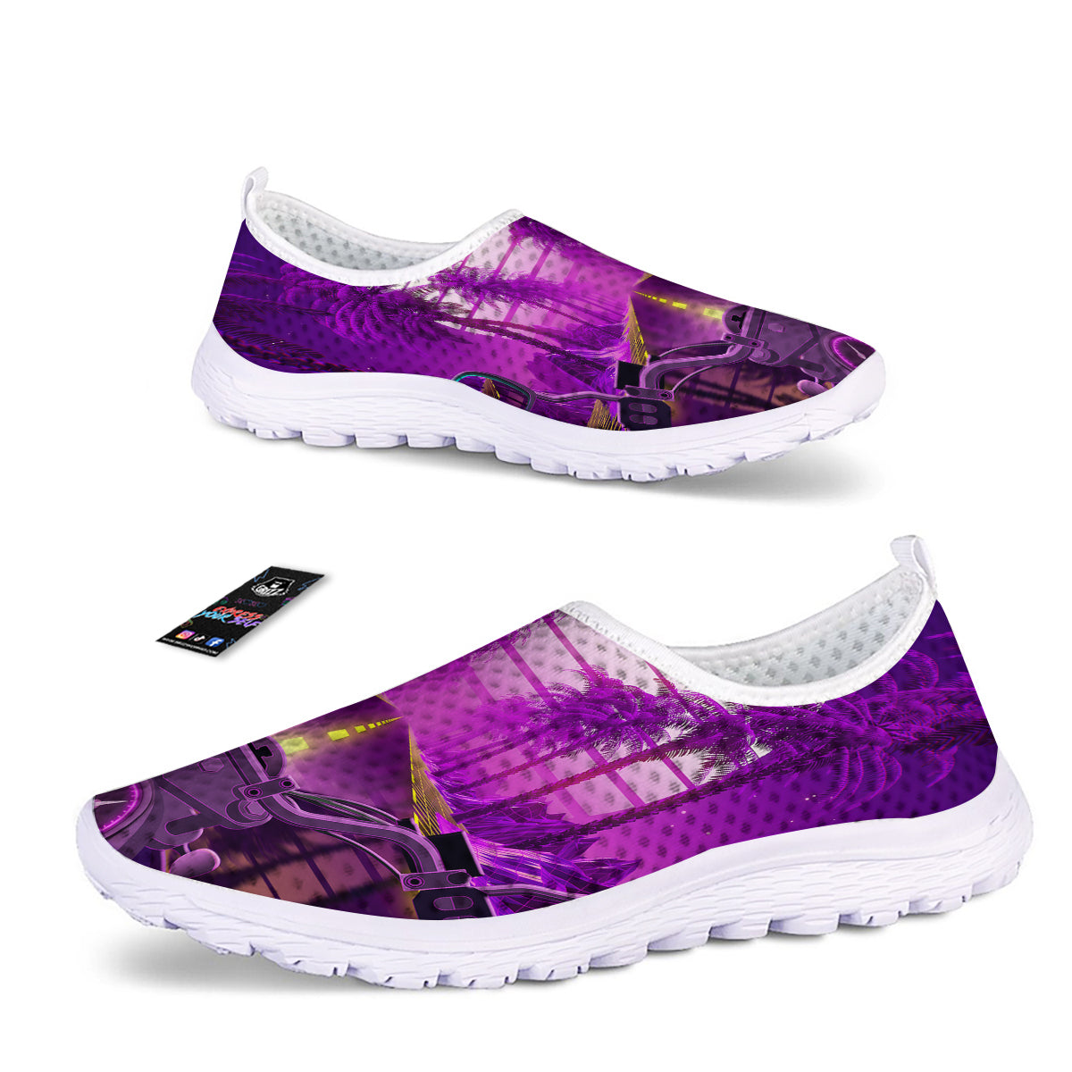 Riding Motorcycle Retro Purple Print Nurse Shoes-grizzshop