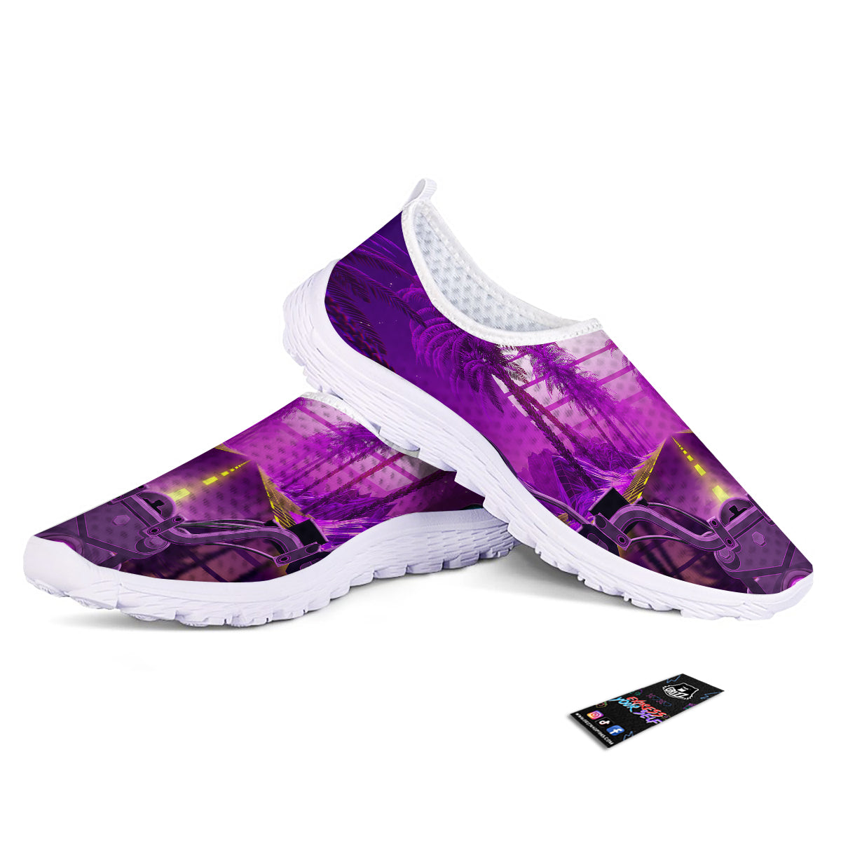 Riding Motorcycle Retro Purple Print Nurse Shoes-grizzshop