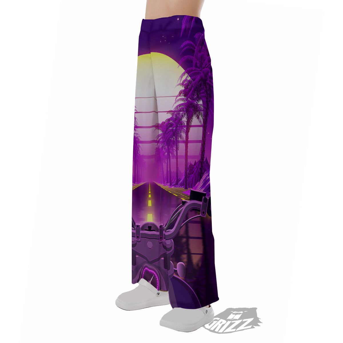 Riding Motorcycle Retro Purple Print Pajama Pants-grizzshop
