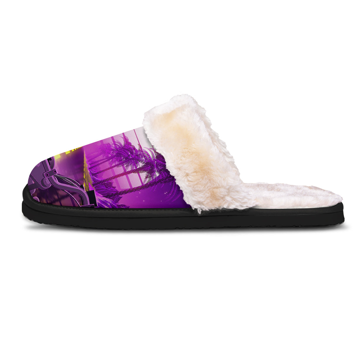 Riding Motorcycle Retro Purple Print Slippers-grizzshop