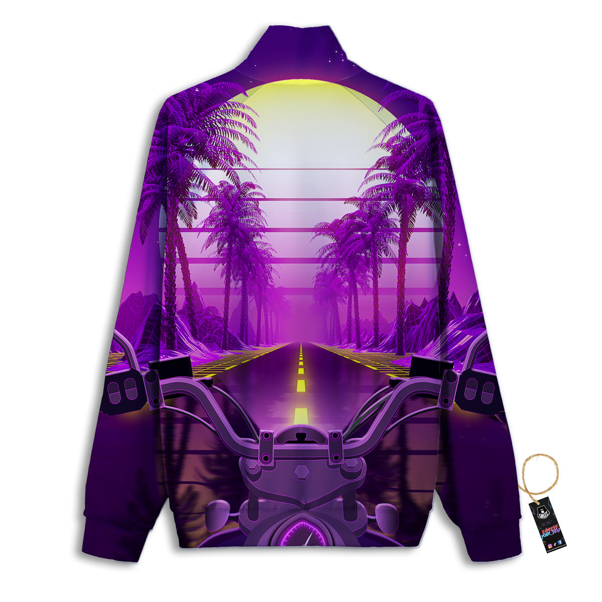 Riding Motorcycle Retro Purple Print Track Jacket-grizzshop
