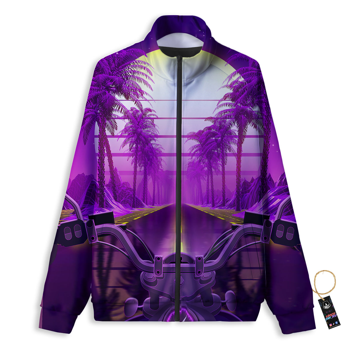 Riding Motorcycle Retro Purple Print Track Jacket-grizzshop
