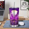 Riding Motorcycle Retro Purple Print Tumbler-grizzshop