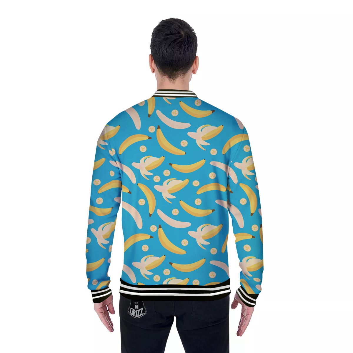 Ripe Banana Print Pattern Baseball Jacket-grizzshop