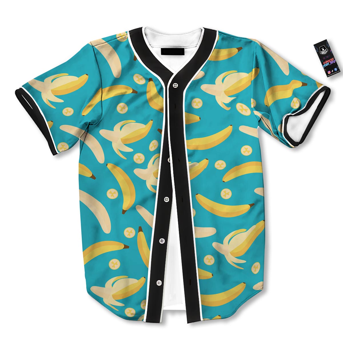 Ripe Banana Print Pattern Baseball Jersey-grizzshop
