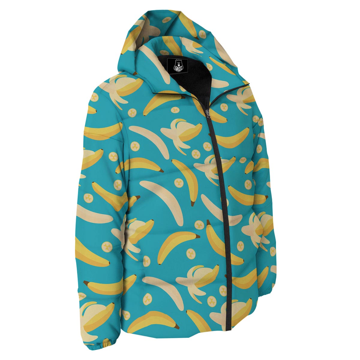 Ripe Banana Print Pattern Down Jacket-grizzshop