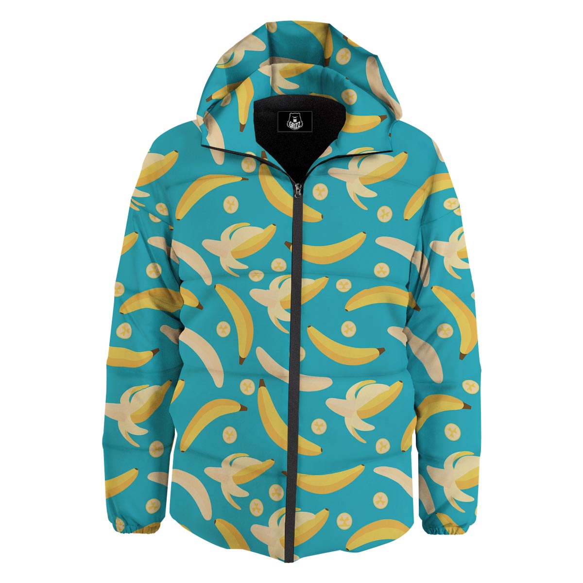 Ripe Banana Print Pattern Down Jacket-grizzshop