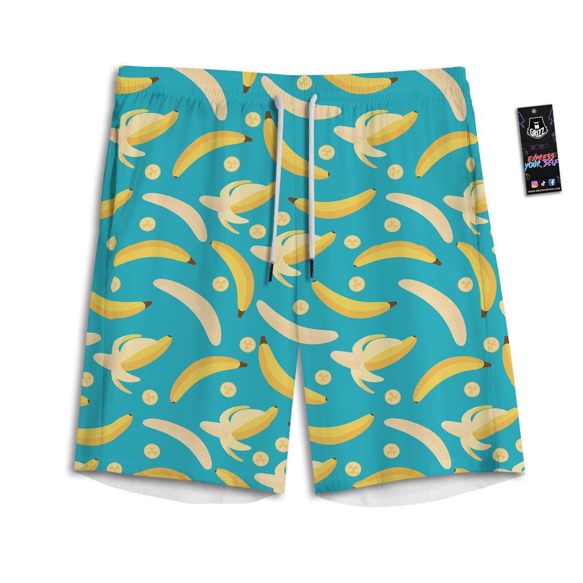 Ripe Banana Print Pattern Men's Athletic Shorts