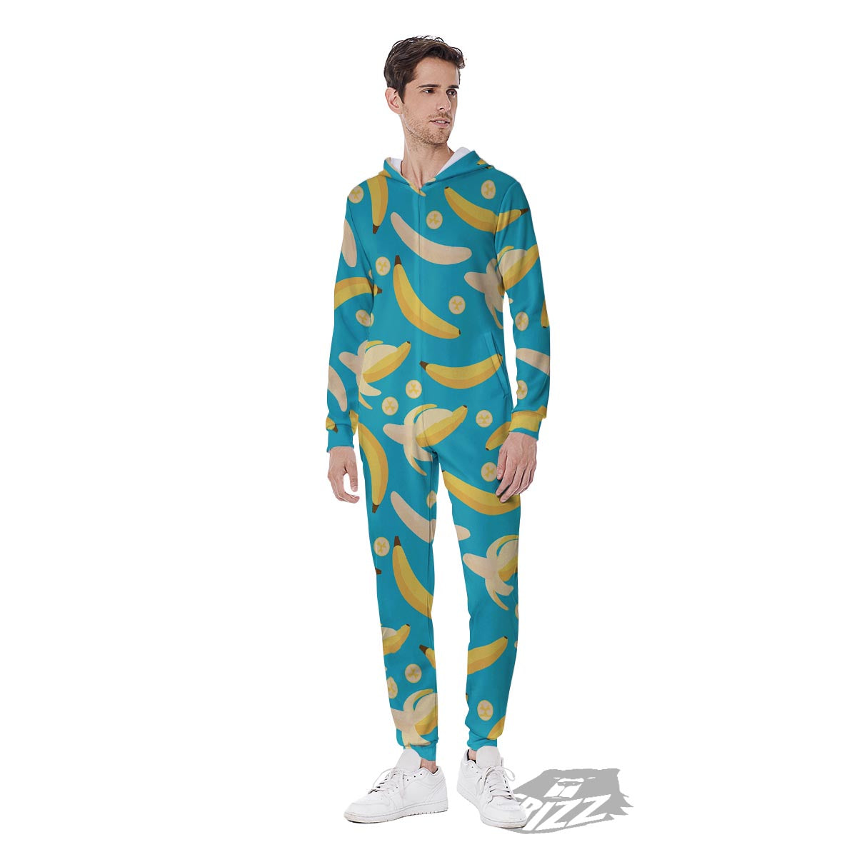 Ripe Banana Print Pattern Men's Jumpsuit-grizzshop