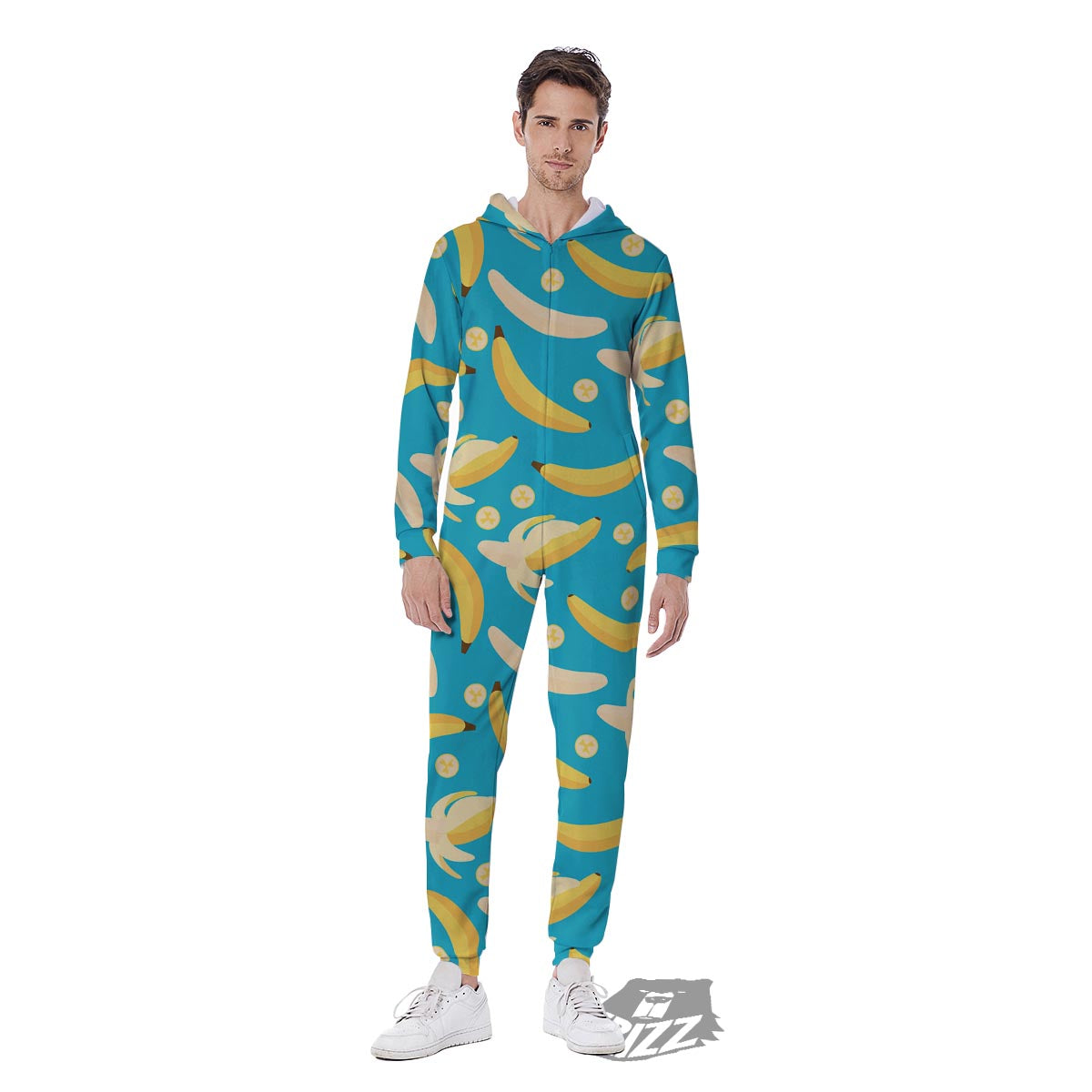 Ripe Banana Print Pattern Men's Jumpsuit-grizzshop