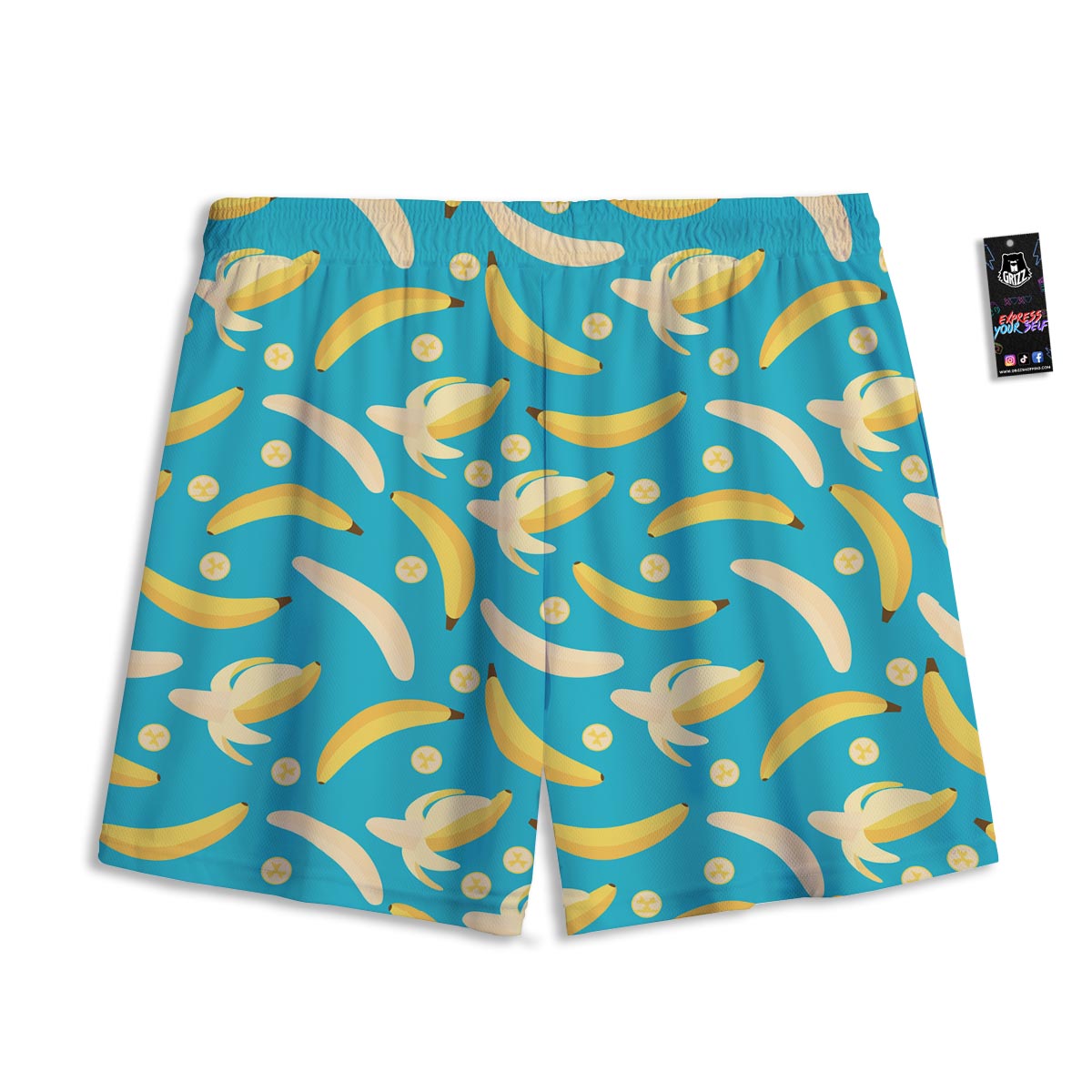 Ripe Banana Print Pattern Mesh Shorts