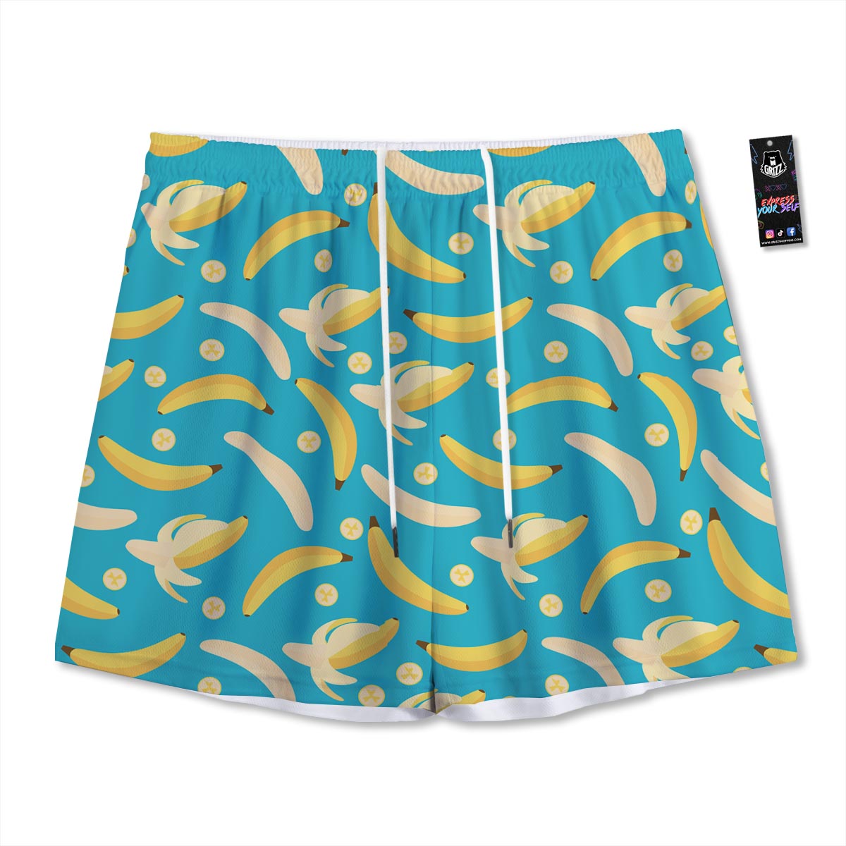 Ripe Banana Print Pattern Mesh Shorts