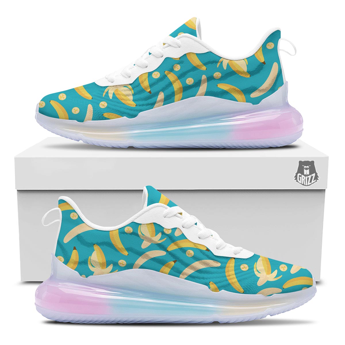 Ripe Banana Print Pattern Running Sneakers-grizzshop