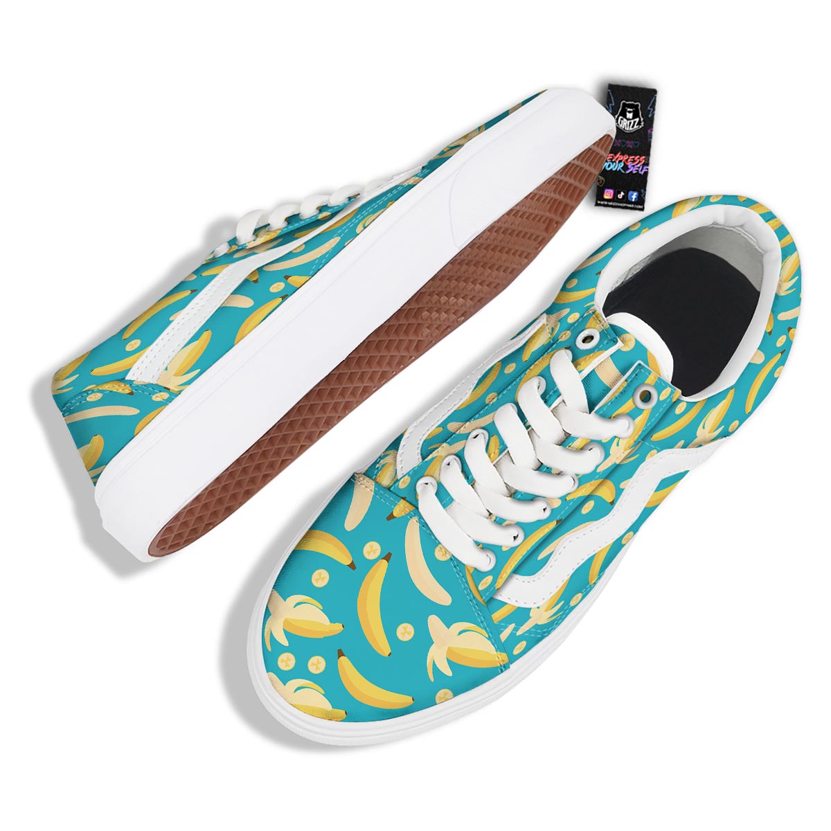 Ripe Banana Print Pattern Skate Shoes-grizzshop