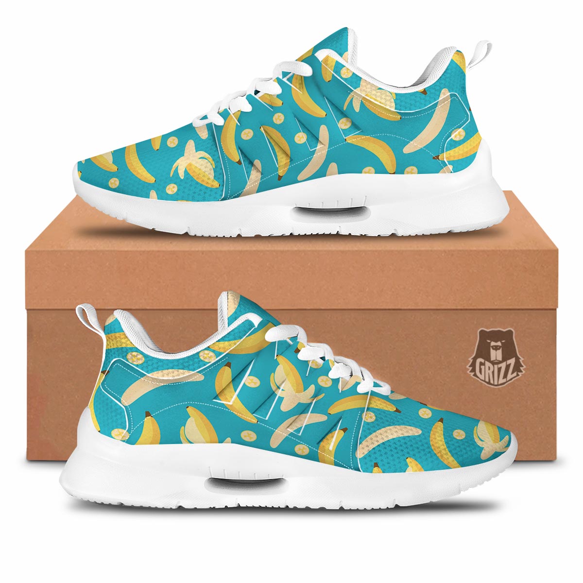 Ripe Banana Print Pattern Tennis Shoes-grizzshop