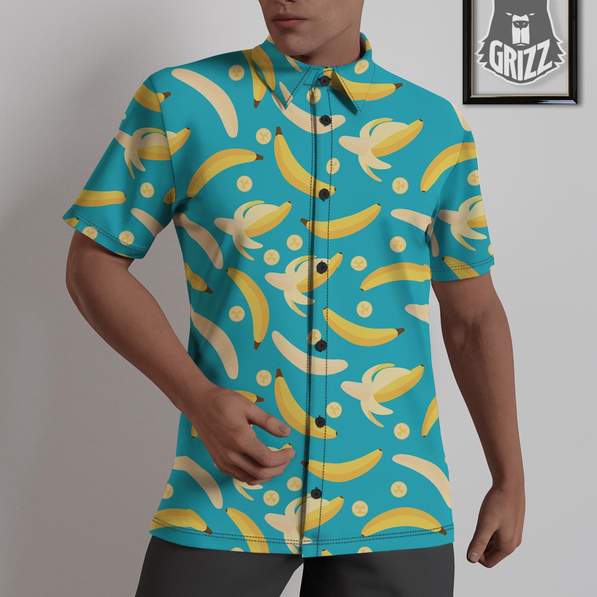 Ripe Banana Print Pattern Untucked Shirts-grizzshop