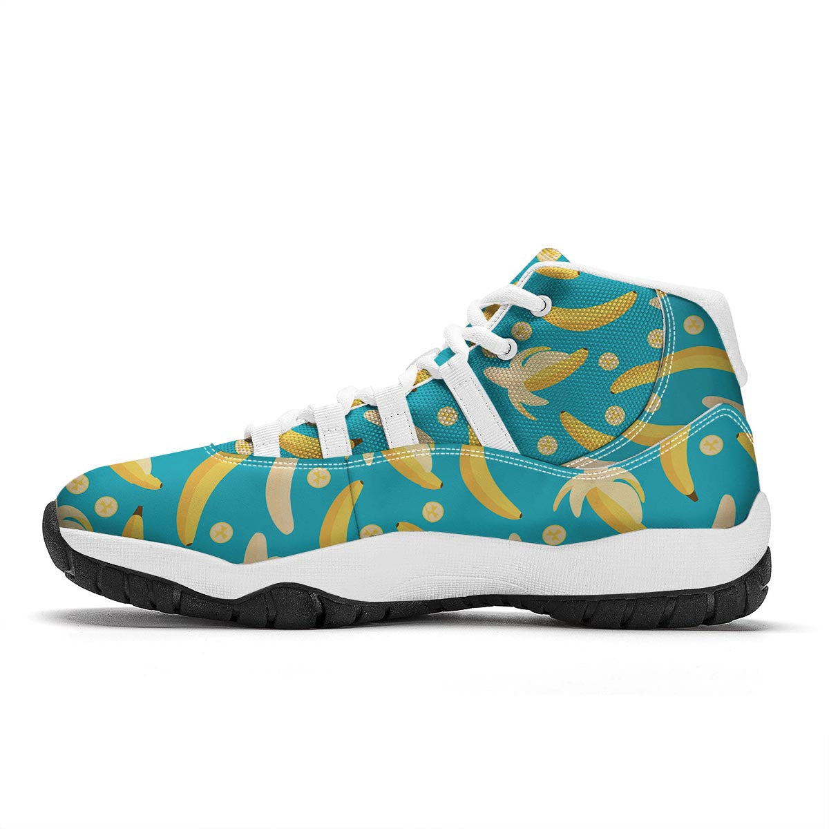 Ripe Banana Print Pattern White Bball Shoes-grizzshop