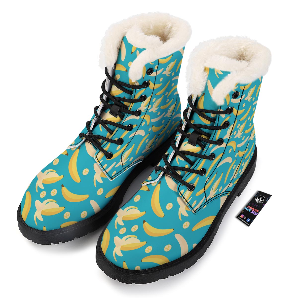 Ripe Banana Print Pattern Winter Boots-grizzshop
