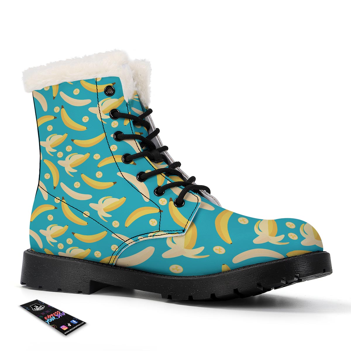Ripe Banana Print Pattern Winter Boots-grizzshop