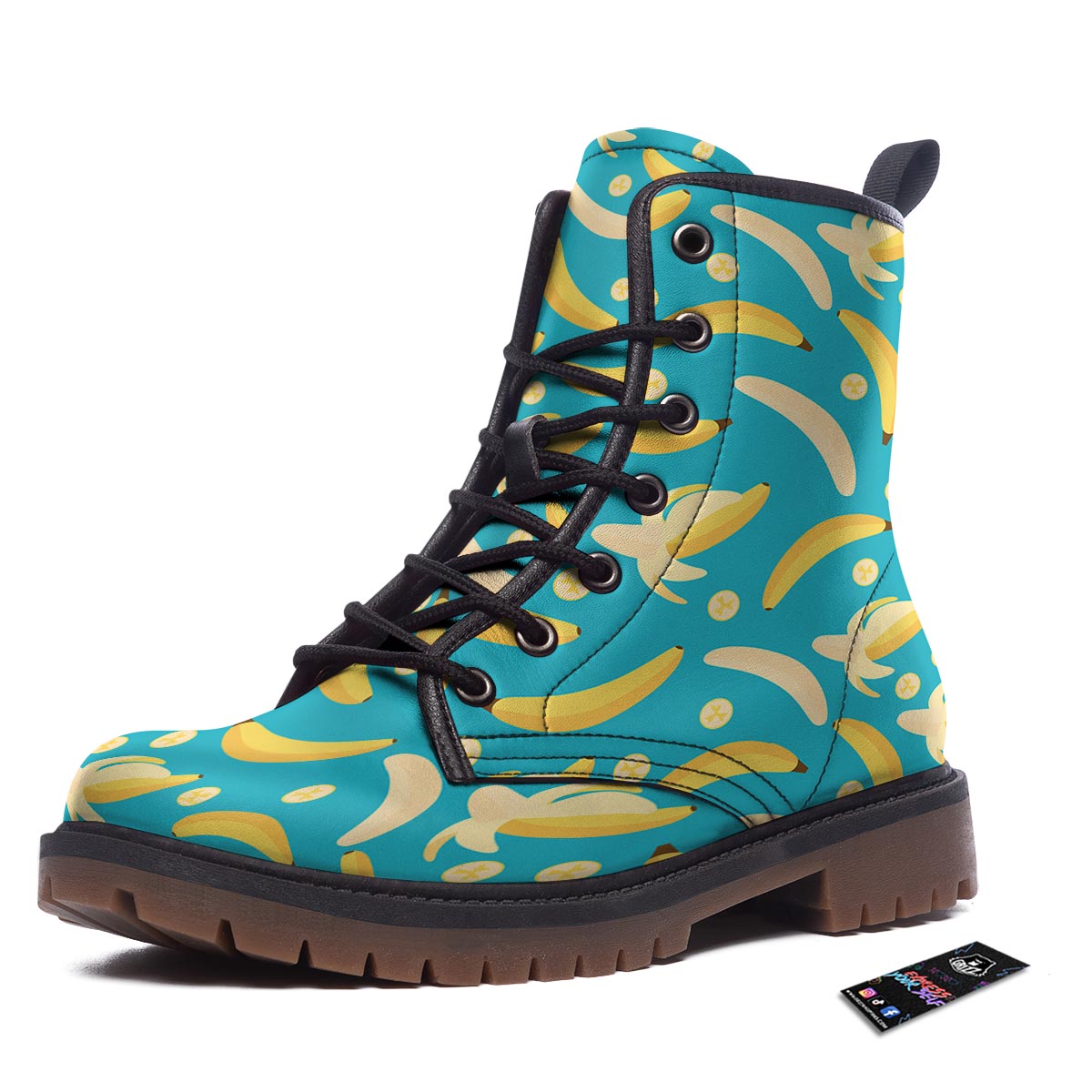 Ripe Banana Print Pattern Work Boots-grizzshop