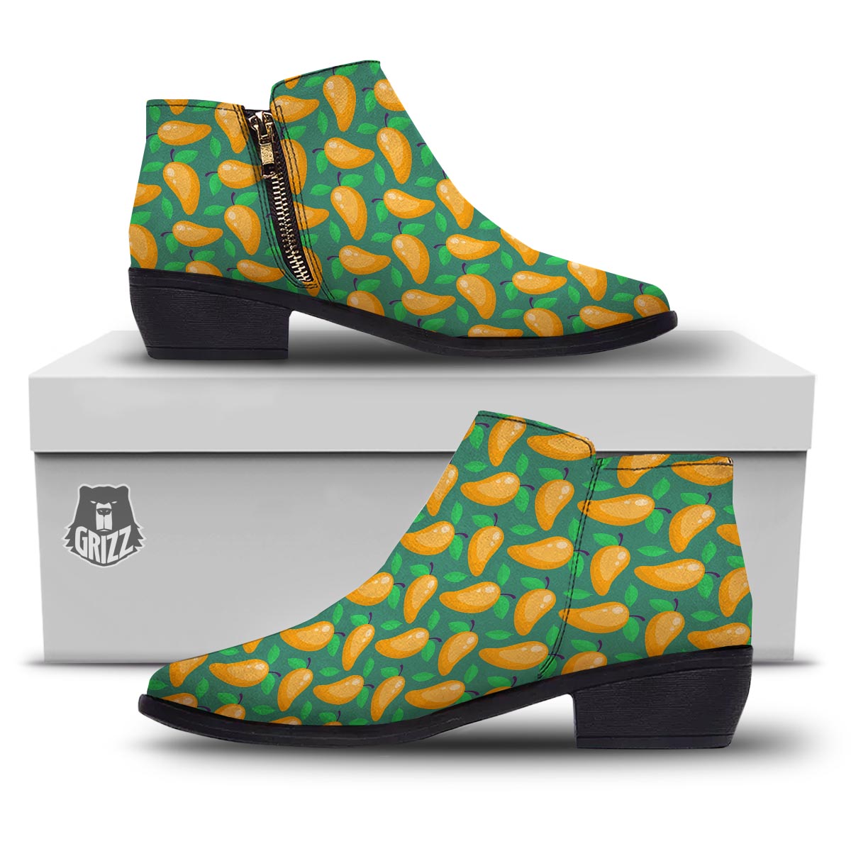 Ripe Mango Fruit Print Pattern Ankle Boots-grizzshop