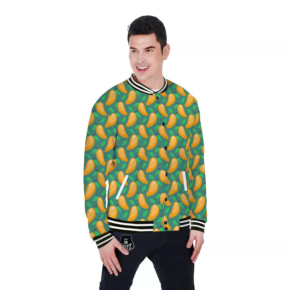 Ripe Mango Fruit Print Pattern Baseball Jacket-grizzshop